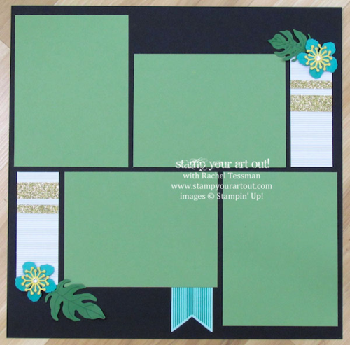 Click here to see 12x12 scrapbook pages made with Botanical Blooms stamp set, Botanical Builder framelits, Glitter Tape and that fun Corrugated Paper… #stampyourartout #stampinup -  Stampin’ Up!® - Stamp Your Art Out! www.stampyourartout.com