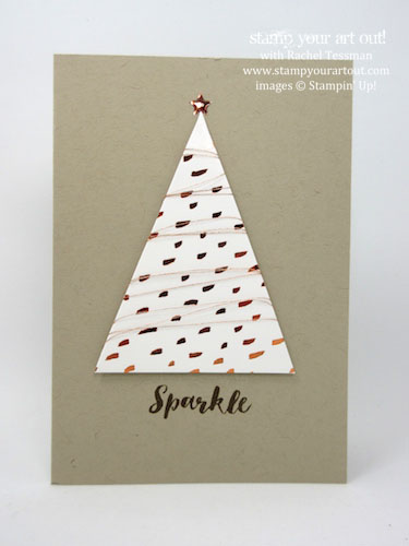Christmas Tree Notecard - Click here to see lots of project ideas created with the July 2016 What A Gem Paper Pumpkin kit… #stampyourartout - Stampin’ Up!® - Stamp Your Art Out! www.stampyourartout.com