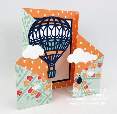 Lift Me Up Double Fold Gate Card featuring the Carried Away Designer Paper in the 2017 Sale-a-Bration catalog… #stampyourartout - Stampin’ Up!® - Stamp Your Art Out! www.stampyourartout.com