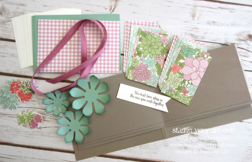 A fun mini accordion album that you can create (directions here) with the Oh So Succulent stamp set, Succulent framelit dies, and the Succulent Garden designer series paper. Click here to see the other projects in the Tutorial Bundle Design Team April 2017 Blog Hop…#stampyourartout - Stampin’ Up!® - Stamp Your Art Out! www.stampyourartout.com
