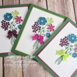 Three floral cards created with the Beautiful Bouquet stamp set, In Color Bitty Bows and Glitter Enamel Dots ...#stampyourartout - Stampin’ Up!® - Stamp Your Art Out! www.stampyourartout.com