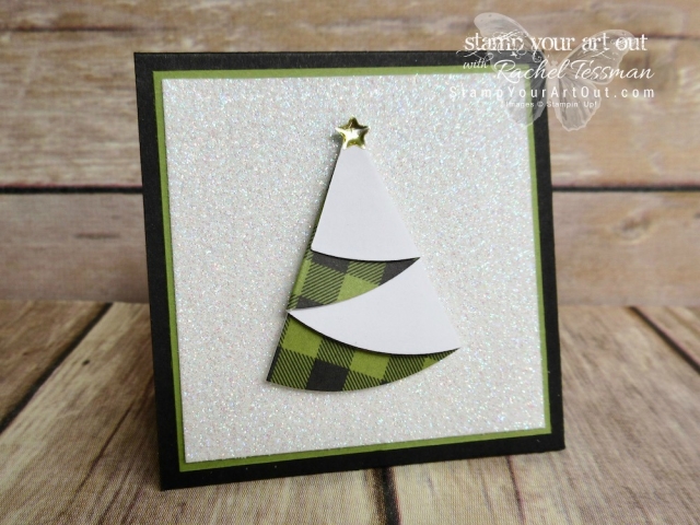 Christmas tree tag/mini card created with the October 2017 “Pining for Plaid” Paper Pumpkin kit!…#stampyourartout - Stampin’ Up!® - Stamp Your Art Out! www.stampyourartout.com