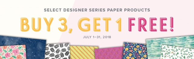 Buy 3 Get 1 Free Designer Series Paper Sale July 1-31, 2018! Click here for details…#stampyourartout #stampinup - Stampin’ Up!® - Stamp Your Art Out! www.stampyourartout.com