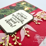 I combined the First Frost stamp set, the coordinating Frosted Bouquet Framelits, and the All Is Bright Designer Paper to get this beautiful (yet easy to make) Christmas card. Click here for measurements and directions…#stampyourartout #stampinup - Stampin’ Up!® - Stamp Your Art Out! www.stampyourartout.com