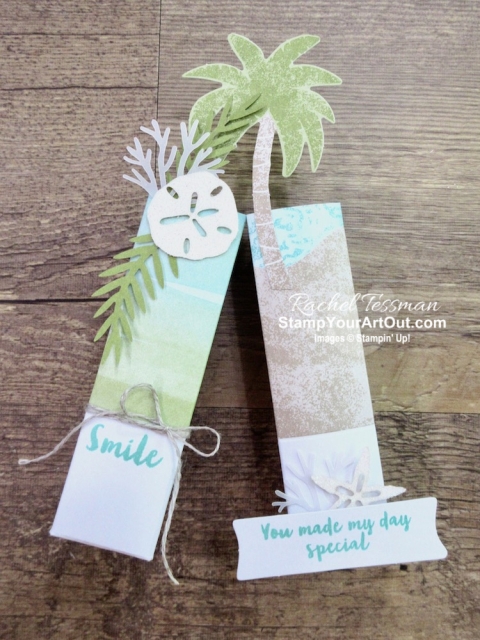 Click here to see & get details about how to make beach party favors (tall triangle Hershey’s Kiss holders and simple envelope treat holders) using the contents of the June 2019 A Little Smile Paper Pumpkin Kit. Plus you can see several other alternate project ideas created with this kit in our blog hop: “A Paper Pumpkin Thing”! #onestopbox #stampyourartout #stampinup - Stampin’ Up!® - Stamp Your Art Out! www.stampyourartout.com