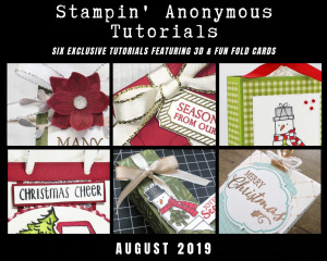 Stampin’ Anonymous Tutorials contain 6 EXCLUSIVE "better than flat" projects (fun fold cards or 3-D items) created by myself and 5 other talented Stampin' Up! demonstrators. Place an order in the month of August, and get this bundle for free! Or choose the option to purchase any of the bundles for just $9.95. #stampyourartout #stampinup - Stampin’ Up!® - Stamp Your Art Out! www.stampyourartout.com