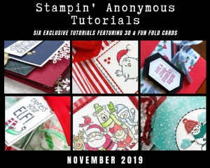 Stampin’ Anonymous Tutorials contain 6 EXCLUSIVE 'better than flat' projects (fun fold cards or 3-D items) created by myself and 5 other talented Stampin' Up! demonstrators. Place an order in the month of November, and get this bundle for free! Or choose the option to purchase any of the bundles for just $9.95. - Stampin’ Up!® - Stamp Your Art Out! www.stampyourartout.com