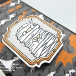 Three quick ideas made with the Monster Bash Suite of Products: a thank you card, a Halloween RX Bar wrap, and a Halloween Ghirardelli wrap. - Stampin’ Up!® - Stamp Your Art Out! www.stampyourartout.com