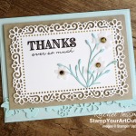 I loved making this card with products from the new Ornate Garden suite: Ornate Border Dies, Ornate Layers Dies, Ornate Garden Designer Paper, Ornate Thanks Stamp Set, and Gilded Gems. Access measurements, directions, and a list of supplies I used that are linked to my online store. - Stampin’ Up!® - Stamp Your Art Out! www.stampyourartout.com