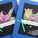 I’m excited to show you a fantastic and easy way to create color-popping images with the Timeless Tulips Stamp Set, Stampin’ Blends Markers, and more! I got this great idea from Mitosucrafts.com and just had to share with all of you. Click here to access measurements, a how-to video with tips and tricks, see other close-up photos, and access links to all the products I used. - Stampin’ Up!® - Stamp Your Art Out! www.stampyourartout.com