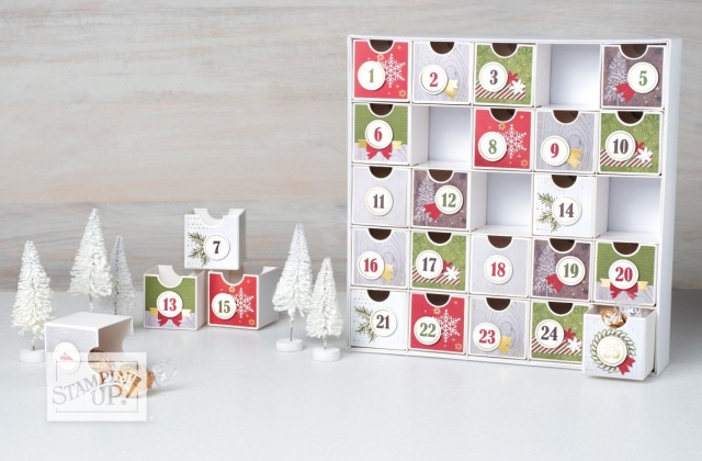 The Christmas Countdown project kit is back this year. Click here to see how I combined it with the Poinsettia Place Suite of products, and to see more creative ways to use this set of drawers, and…to get the directions, measurements and supplies. - Stampin’ Up!® - Stamp Your Art Out! www.stampyourartout.com