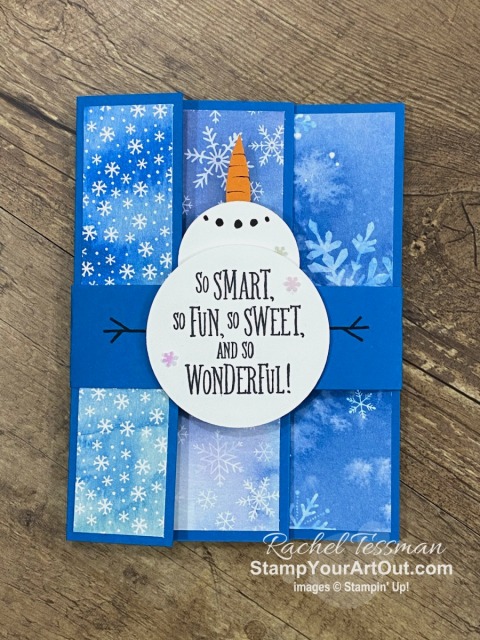 Click here to see a kid’s winter birthday card that I made with the Snowflake Spendor Designer Paper, Snowman Season Stamp Set, Grand Kid Stamp Set, and some punches. I’m calling it a stretch card because of the way it unfolds into one long display piece. You’ll be able to access measurements, a how-to video with tips and tricks, other close-up photos, and links to all the products I used.  - Stampin’ Up!® - Stamp Your Art Out! www.stampyourartout.com  