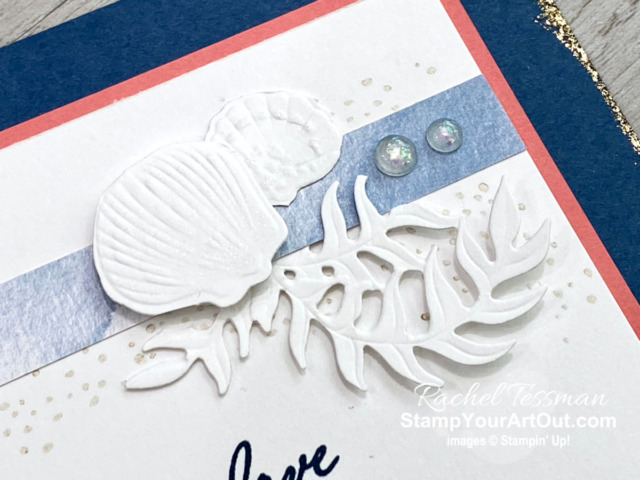 Click here to see a version of the fun fold card I received from Sara & Shelli when I hit my million-dollar sales milestone using products from the Sand & Sea Suite: Friends Are Like Seashells Stamp Set, the Seaside Seashells Dies, the Seashells Embossing Folder, the Opal Rounds, and the Sand & Sea Designer Paper. Access measurements, more photos, a how-to video with directions, and links to the products I used.  - Stampin’ Up!® - Stamp Your Art Out! www.stampyourartout.com