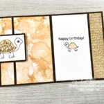 The new Turtle Friends Stamp Set has so many great images (words, cute turtles, and more). There is even a coordinating punch you can get. I made this adorable “shell-ebrate” birthday card with this set, the Expressions and Ink paper, and the Gold Metallic Specialty paper. Access directions, more photos, measurements, and links to the products so you can make this yourself. - Stampin’ Up!® - Stamp Your Art Out! www.stampyourartout.com