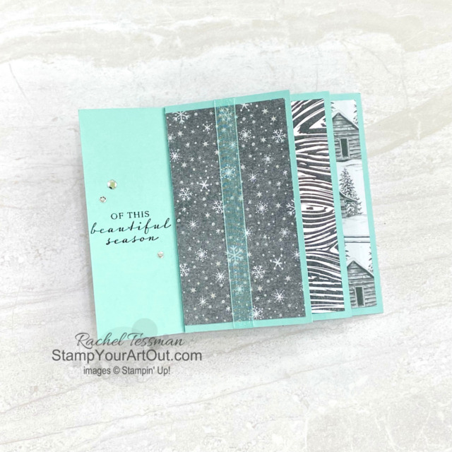 Click here to see a Six-Panel Pinwheel Tower card that shows off the Peaceful Place Designer Paper and also features the Peaceful Cabin Stamp Set and the Subtle Shimmer Sequins from the Peaceful Place Suite in the July-December 2021 Mini Catalog. Access more photos, measurements, tips, and a supply list by clicking here. Stampin’ Up!® - Stamp Your Art Out! www.stampyourartout.com