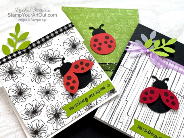 Click here to see some eye-catching yet easy-to-make greeting cards featuring the Hello Ladybug Stamp Set, the Ladybug Builder Punch, and the Bough Punch all debuting January 4th. You’ll be able to access measurements, a how-to video with tips and tricks, other close-up photos, and links to the products I used. - Stampin’ Up!® - Stamp Your Art Out! www.stampyourartout.com
