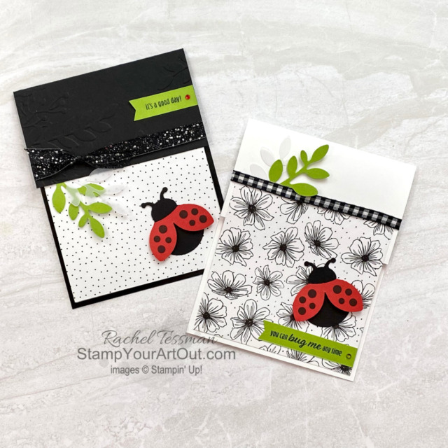 Click here to see some eye-catching yet easy-to-make greeting cards featuring the Hello Ladybug Stamp Set, the Ladybug Builder Punch, and the Bough Punch all debuting January 4th. You’ll be able to access measurements, a how-to video with tips and tricks, other close-up photos, and links to the products I used. - Stampin’ Up!® - Stamp Your Art Out! www.stampyourartout.com