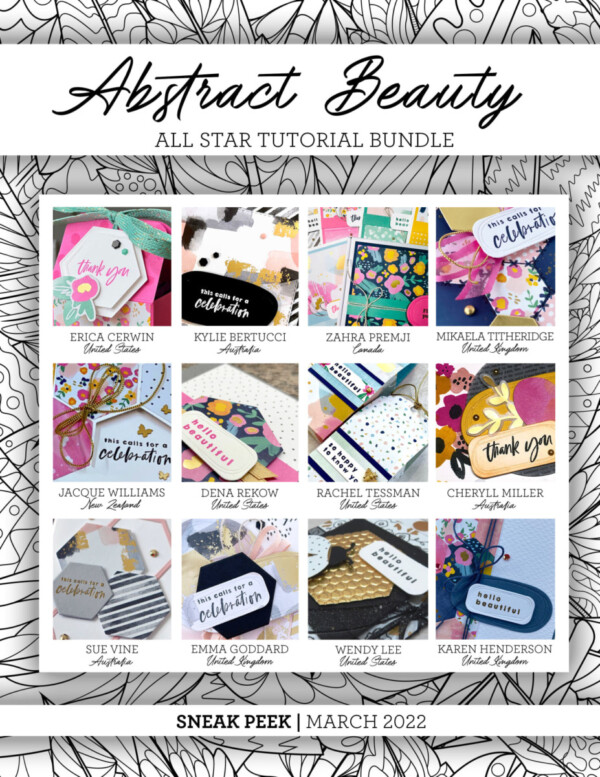 Here are the Abstract Beauty Suite All Star Tutorial Bundle Peeks. Place an order in the month of March 2022 and get this bundle of 12 fabulous paper crafting project tutorials for free! Or purchase it for just $15. - Stampin’ Up!® - Stamp Your Art Out! www.stampyourartout.com