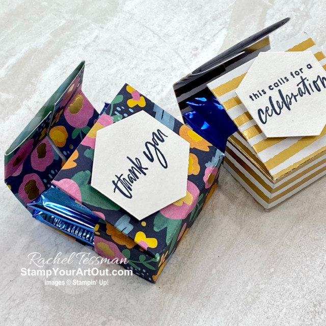 Click here to learn how to make two adorable treat containers from your favorite designer paper. Access measurements, more photos, a how-to video with directions, and links to all the products I used. - Stampin’ Up!® - Stamp Your Art Out! www.stampyourartout.com