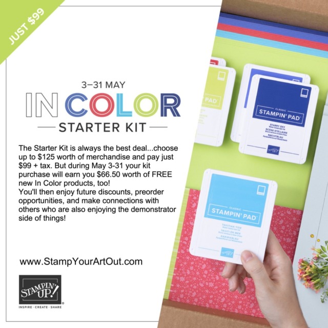 Purchase the Stampin' Up!® Starter Kit anytime between May 3-21, 2022 and get $66.50 worth of new 2022-24 In Color products for free! - Stampin’ Up!® - Stamp Your Art Out! www.stampyourartout.com