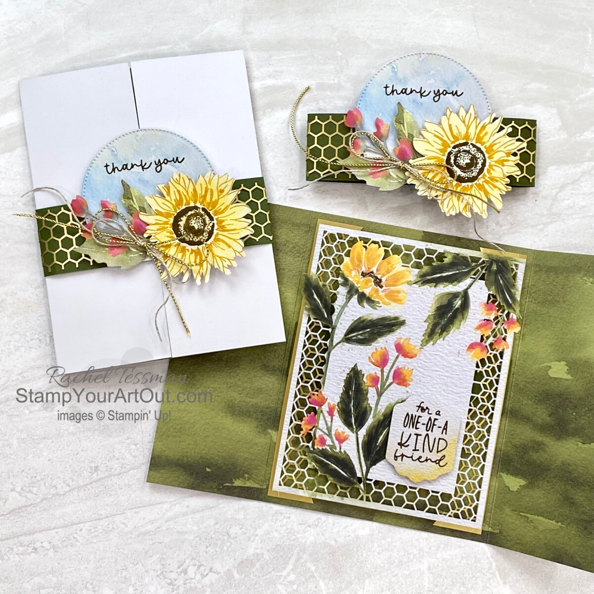 I’m excited to share with you some alternate ideas I came up with using the contents of the August 2022 Sweet Sunflowers Paper Pumpkin Kit: a fun set of tags in a multi-pocket holder and seven alternate cards (including tulle shakers and a pop-out bendy fun fold). Visit my 8/22/22 blog post for photos, a video with directions, measurements and tips, and a complete product list linked to my online store. - Stampin’ Up!® - Stamp Your Art Out! www.stampyourartout.com