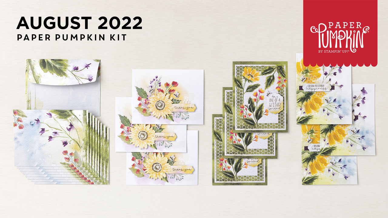 The August 2022 Sweet Sunflowers Paper Pumpkin Kit. - Stampin’ Up!® - Stamp Your Art Out! www.stampyourartout.com