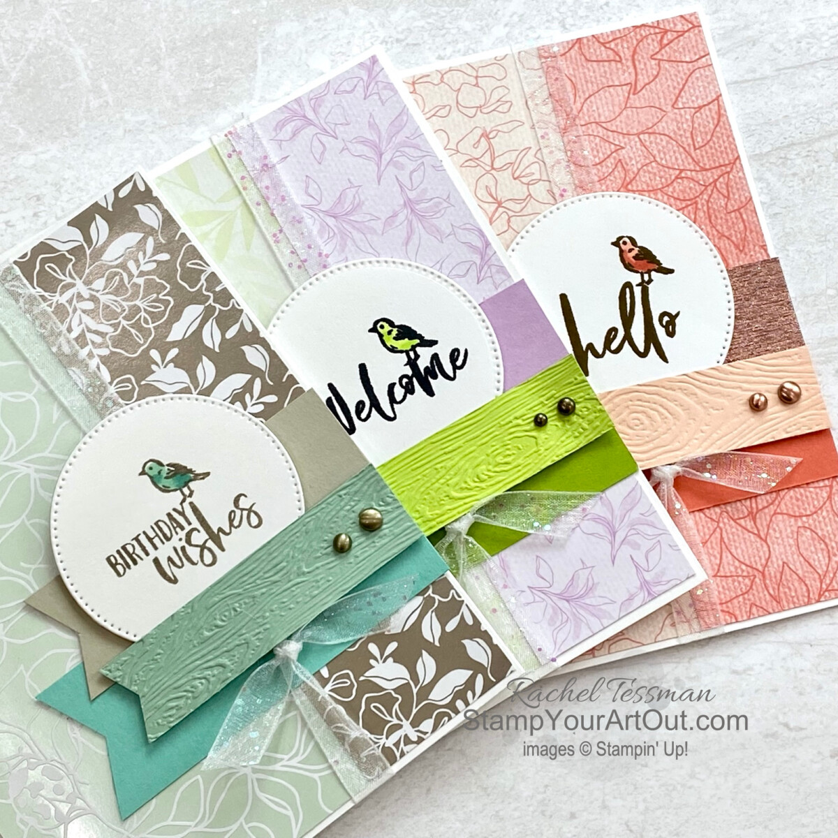 Visit my 9/14/22 blog post so you can see three cards I created using the Garden Birdhouses Stamp Set, Splendid Day Designer Paper, the Timber Embossing Folder, fun coordinating colors of cardstock & embellishments, and Stampin' Blends. I was inspired by a sketch challenge from There She Goes (TSG 222). You’ll be able to access measurements, a how-to video, other photos, and links to the products I used. - Stampin’ Up!® - Stamp Your Art Out! www.stampyourartout.com