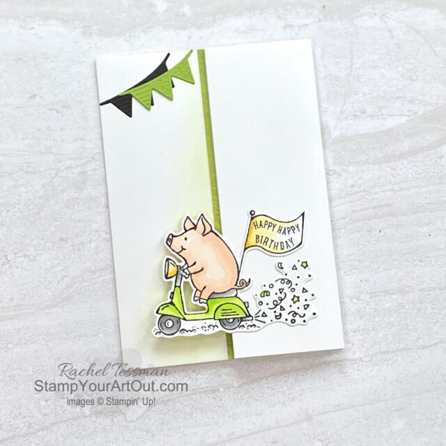 I’ve paired up the This Birthday Piggy stamp set with the Playful Piggy dies (from the limited-time coordinating die sets offered through the September 2022 Perfect Partners promotion) to make a set of note cards with “dimension.” Visit my 9/21/22 blog post to access measurements, other photos, links to the products I used, and tips and directions in my how-to video. - Stampin’ Up!® - Stamp Your Art Out! www.stampyourartout.com