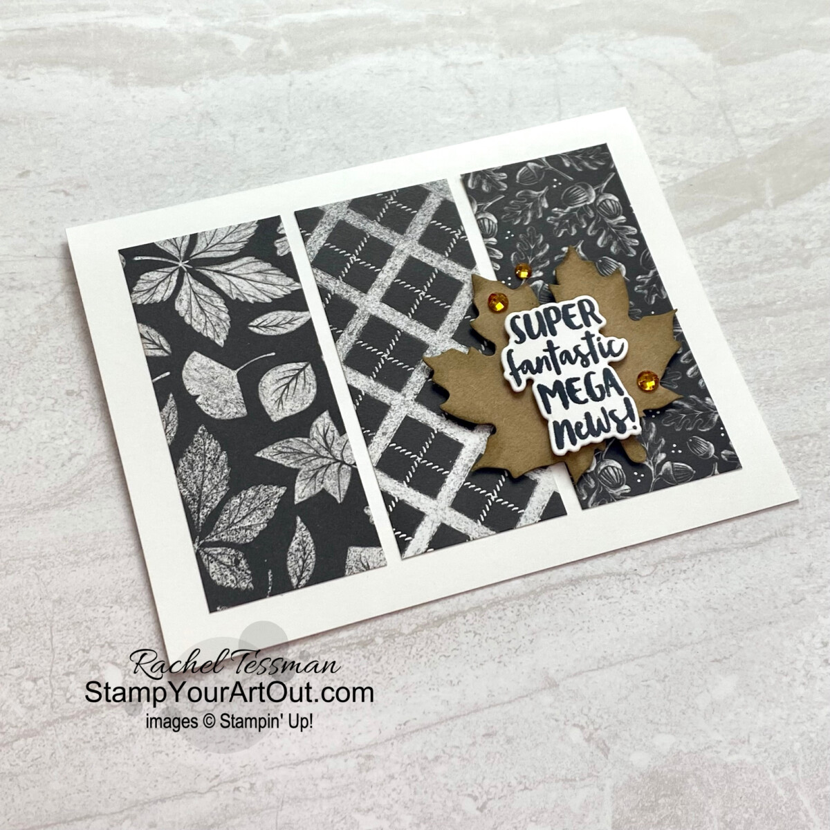 The Rustic Harvest Designer Paper together with the Charming Sentiments Bundle and a Leaf Label make it easy to create this congratulatory card. Visit my 10/10/22 blog post to for measurements, directions, and links to the products I used. Stampin’ Up!® - Stamp Your Art Out! www.stampyourartout.com