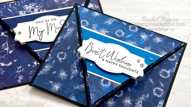 Learn how to make a Triangular Cross Fold Card. Visit my 11/2/22 blog post to see the ones I created with the beautiful Sun Prints Suite products: Nature’s Prints stamp set, Natural Prints dies, and Sun Prints designer paper. You’ll be able to access measurements, a how-to video with tips and tricks, other close-up photos, and links to all the products I used. - Stampin’ Up!® - Stamp Your Art Out! www.stampyourartout.com
