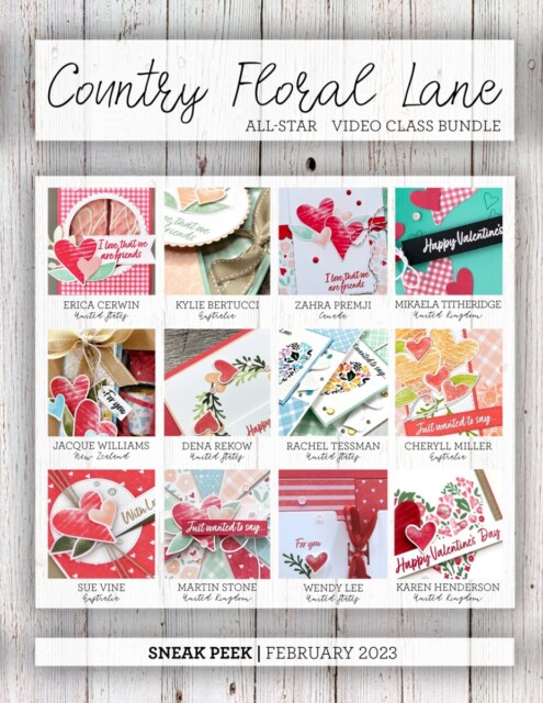 Here are the Country Floral Lane Suite exclusive All Star Video Class Bundle peeks. Place an order in the month of February 2023 and get this bundle of 12 fabulous paper crafting project video classes for free! Or purchase the bundle for just $15. - Stampin’ Up!® - Stamp Your Art Out! www.stampyourartout.com
